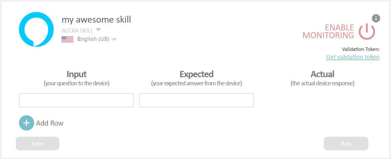 A skill source inside Bespoken Dashboard